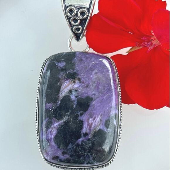 925 Sterling Purple Charoite Pendant - Picture 1 of 6